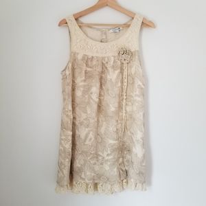 Cream floral mini dress